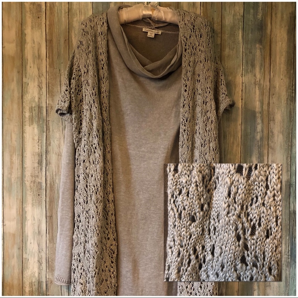 Beautiful Metallic Crochet Duster Set